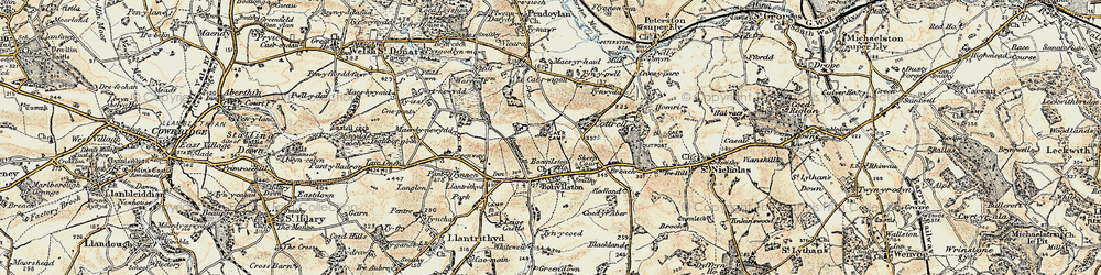 Old map of Bonvilston in 1899-1900