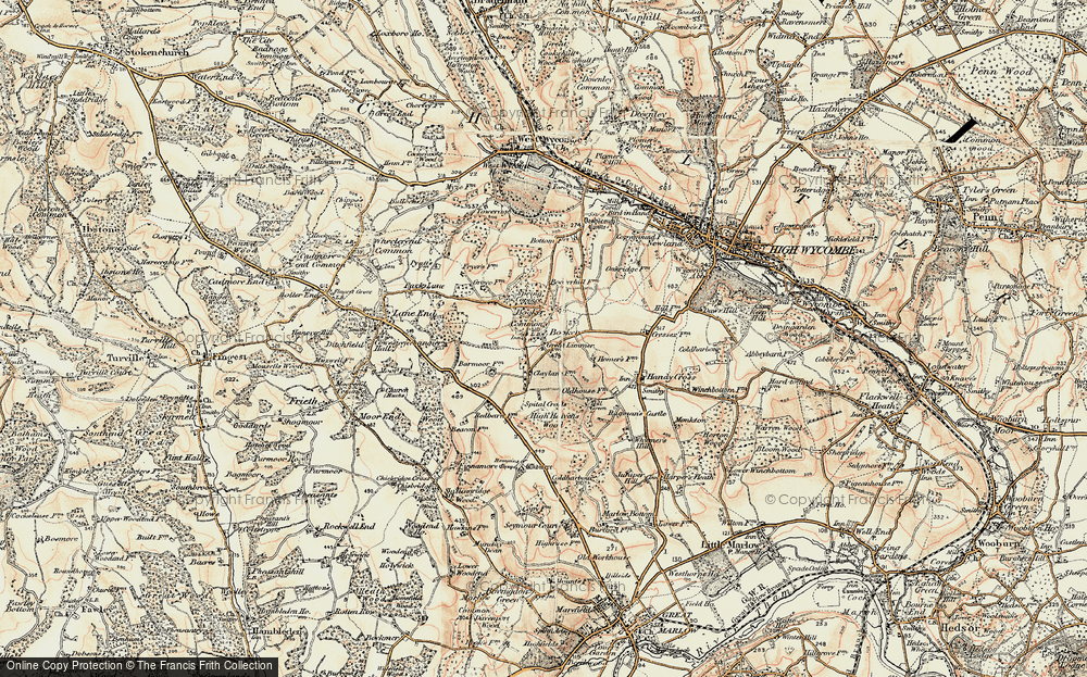 Old Map of Historic Map covering Booker Common in 1897-1898