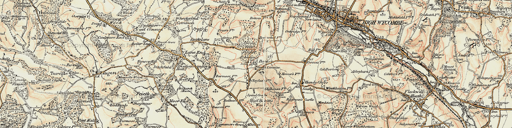 Old map of Booker Common in 1897-1898
