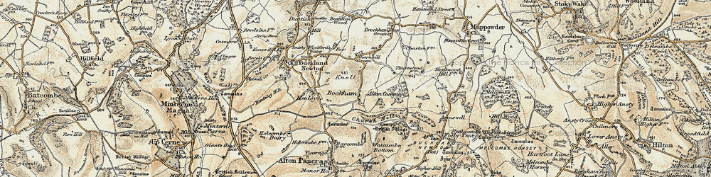 Old map of Bookham in 1899