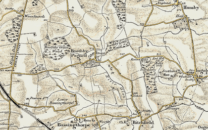 Old map of Boothby Pagnell in 1902-1903