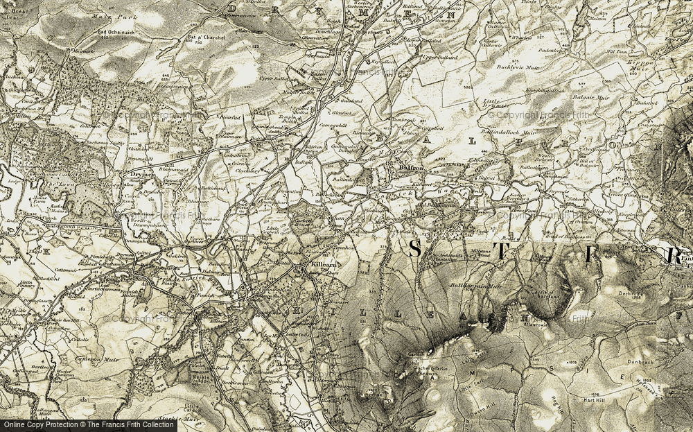 Old Map of Historic Map covering Boquhan Glen in 1904-1907