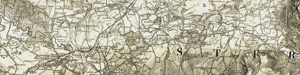 Old map of Boquhan Glen in 1904-1907