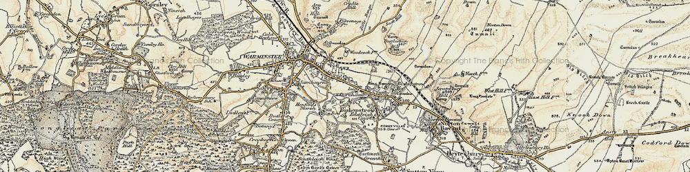 Old map of Battlesbury Hill in 1897-1899