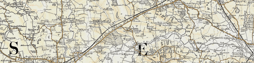 Old map of Bulls Lodge in 1898