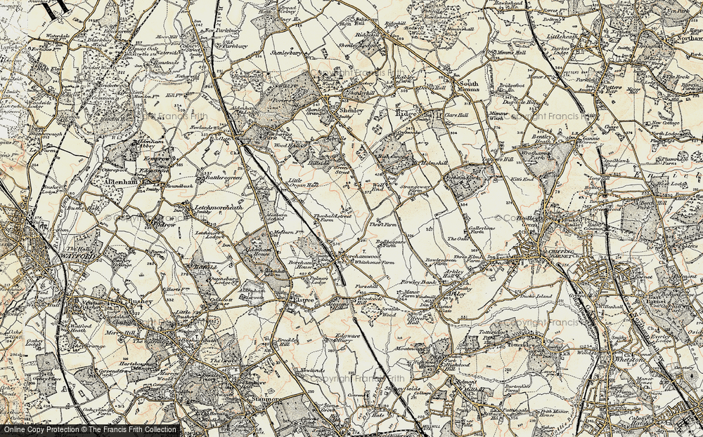 Old Map of Borehamwood, 1897-1898 in 1897-1898
