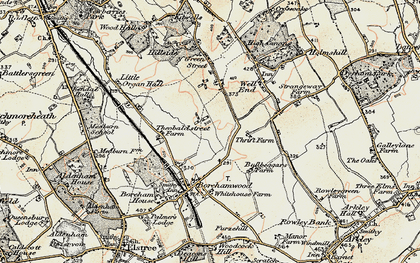 Old map of Borehamwood in 1897-1898
