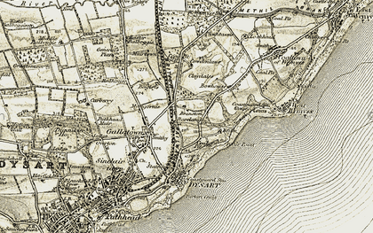 Old map of Branxton in 1903-1908