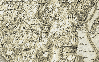 Old map of Borgue in 1905