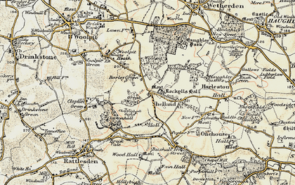 Old map of Woolpit Wood in 1899-1901