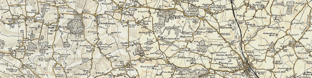 Old map of Borley Green in 1899-1901