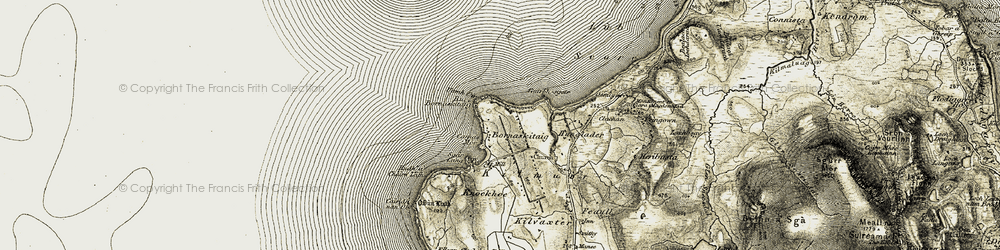 Old map of Bornesketaig in 1908-1909