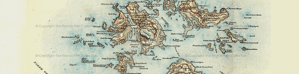 Old map of Tresco in 0
