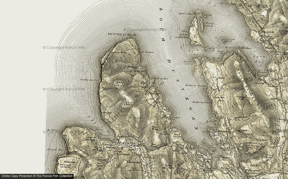 Old Map of Historic Map covering Ben Skriaig in 1909-1911