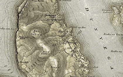 Old map of Ben Skriaig in 1909-1911