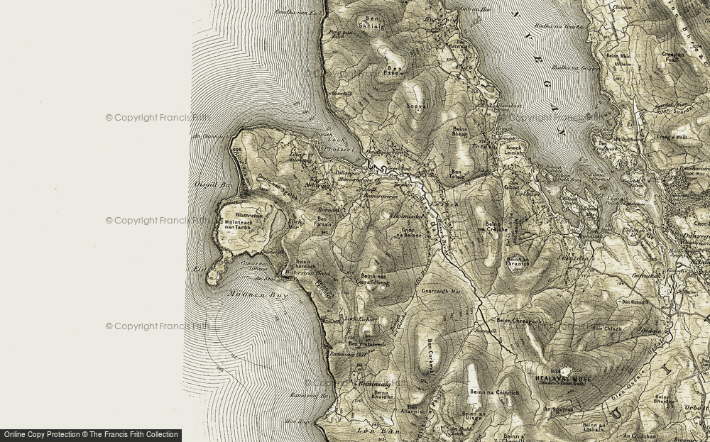 Old Map of Historic Map covering Beinn Chàrnach in 1909-1911