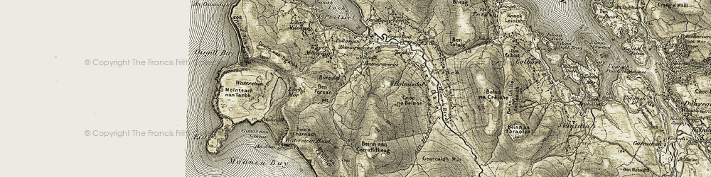Old map of Beinn Chàrnach in 1909-1911