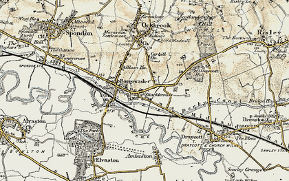 Old map of Borrowash in 1902-1903