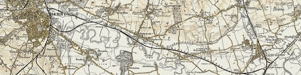 Old map of Borrowash in 1902-1903