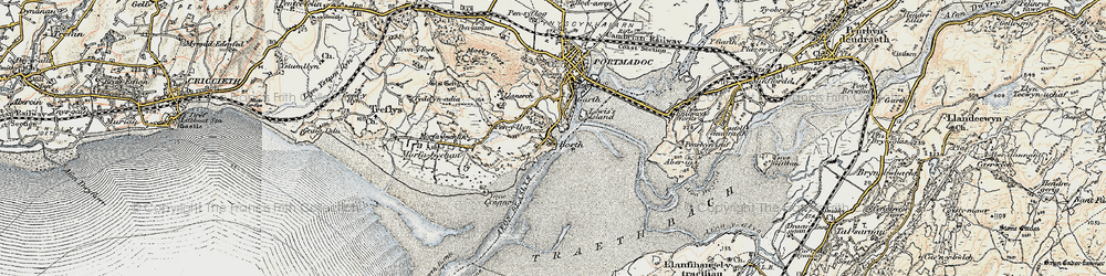 Old map of Borth-y-Gest in 1903