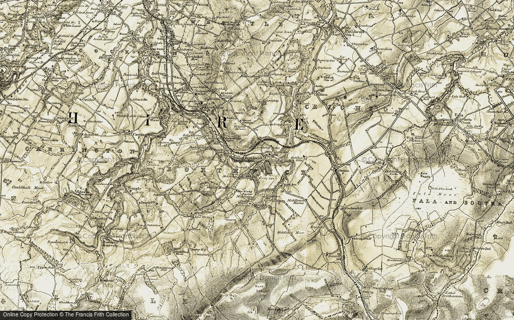 Old Map of Historic Map covering Borthwick Mains in 1903-1904