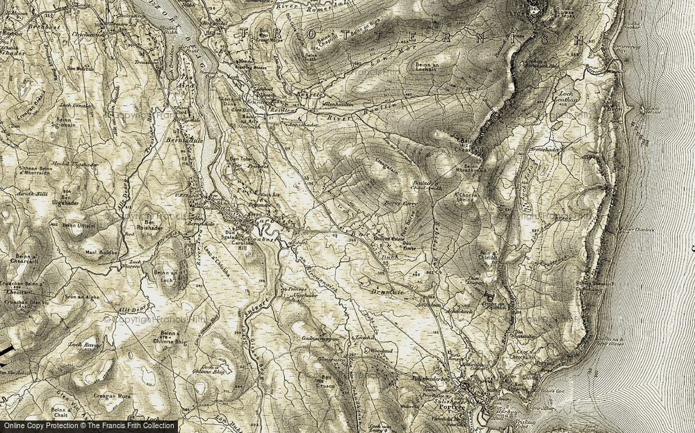 Old Map of Historic Map covering Bealach a' Chaòl-reidh in 1909