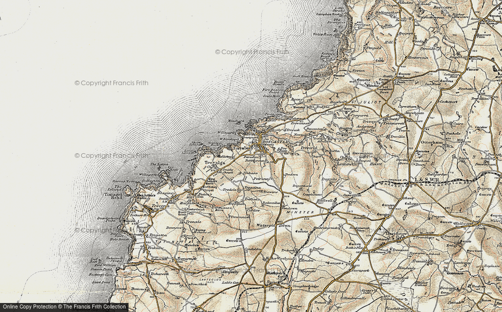Old Map of Boscastle, 1900 in 1900