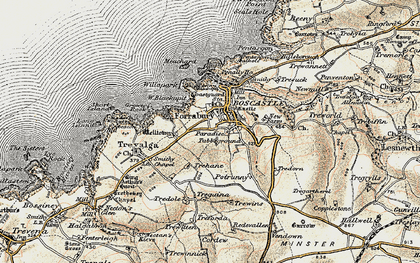 Old map of Boscastle in 1900