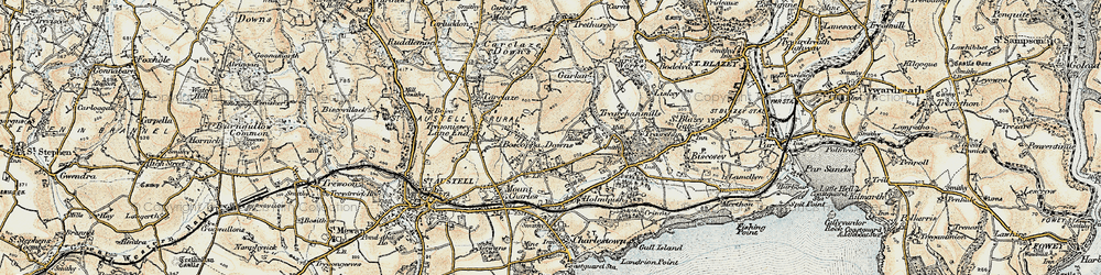 Old map of Boscoppa in 1900