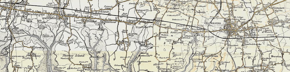 Old map of Bosham in 1897-1899
