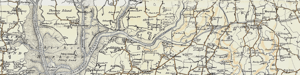 Old map of Bosham Hoe in 1897-1899