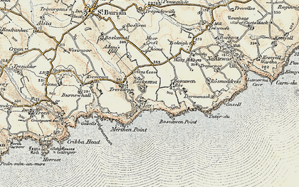 Old map of Boscawen Point in 1900