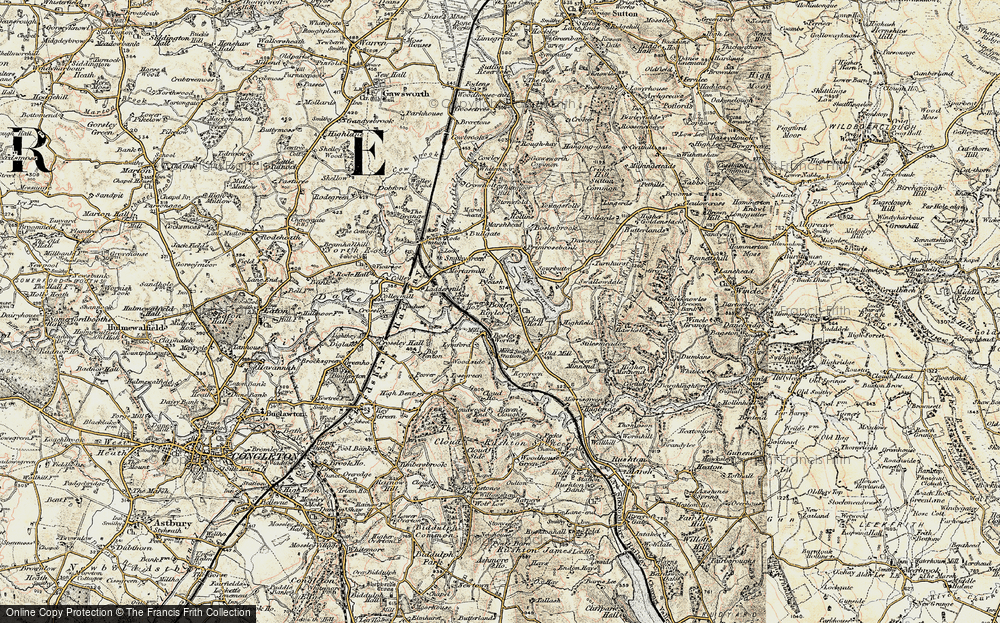 Old Map of Historic Map covering Bosley Locks in 1902-1903