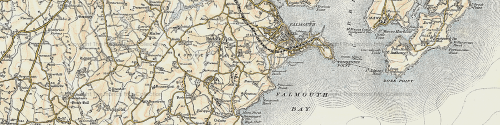 Old map of Swanpool Point in 1900
