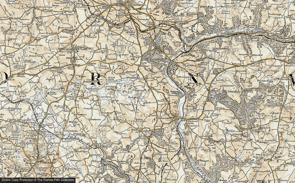 Old Map of Boslymon, 1900 in 1900