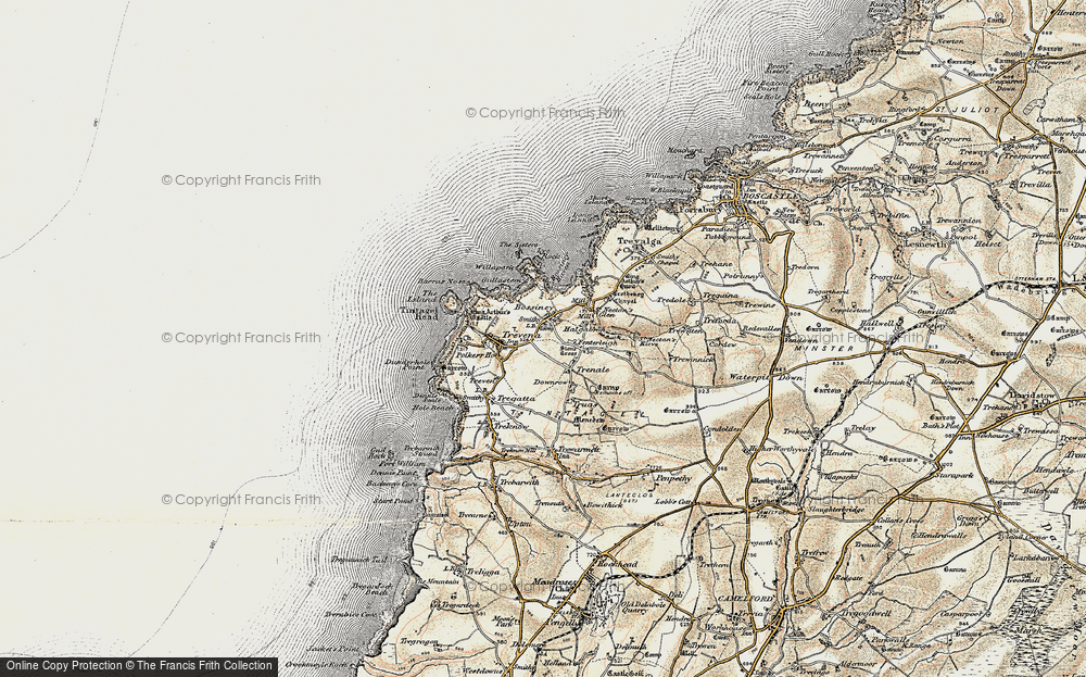 Old Map of Historic Map covering Bossiney Haven in 1900