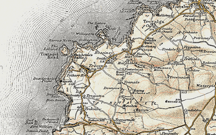 Old map of Bossiney in 1900