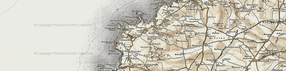 Old map of Bossiney Haven in 1900