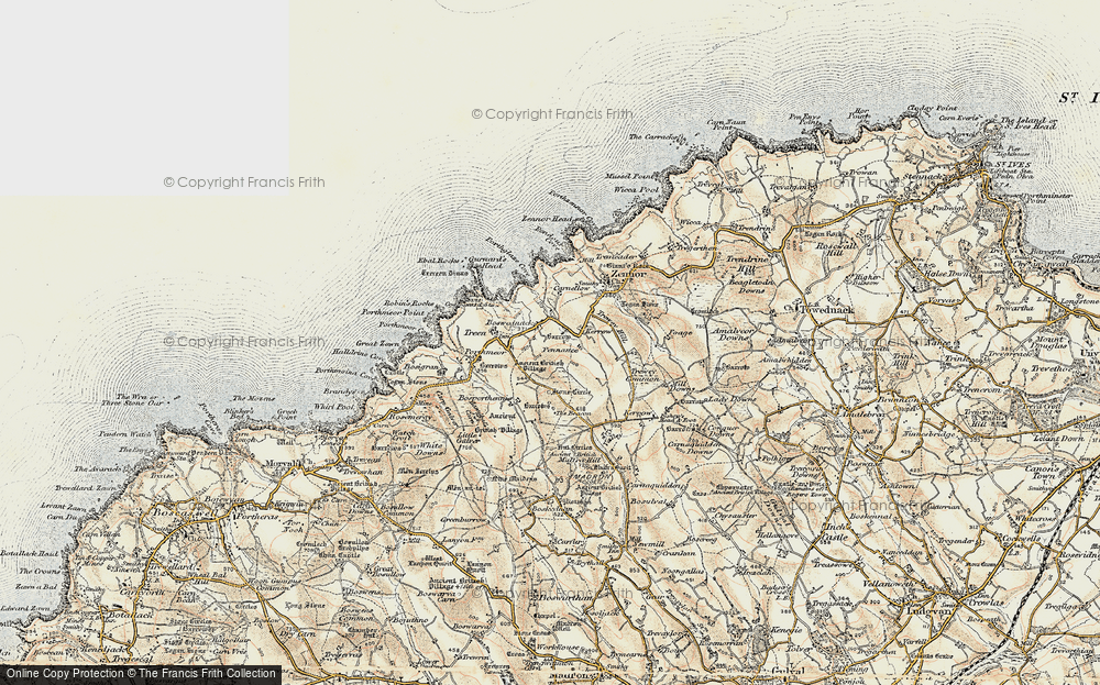 Old Map of Boswednack, 1900 in 1900