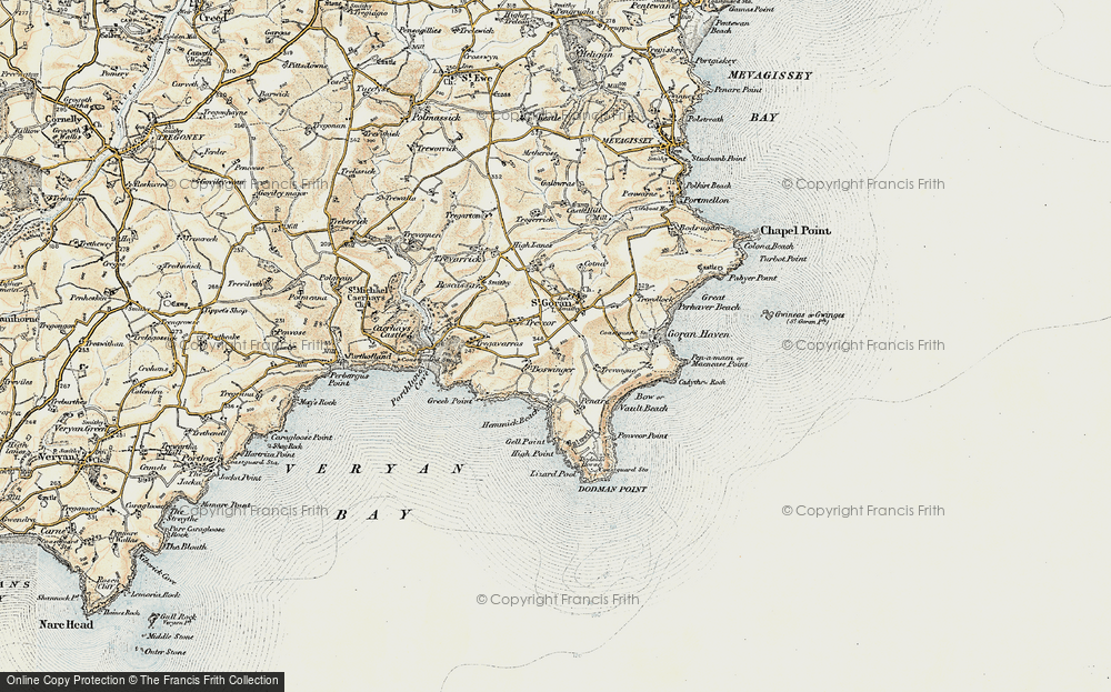 Old Map of Boswinger, 1900 in 1900