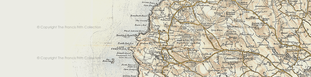 Old map of Wheal Edward Zawn in 1900