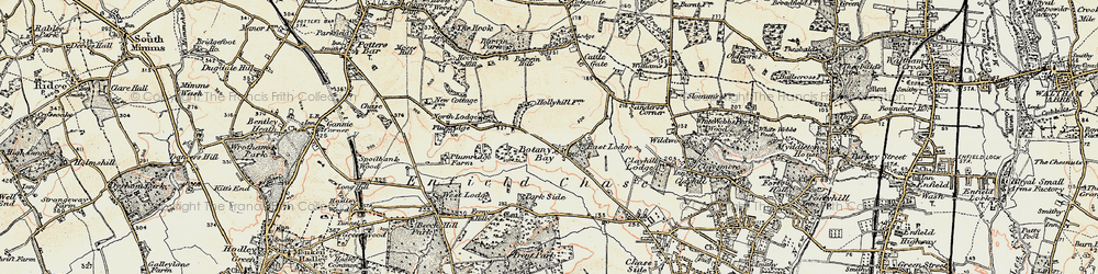 Old map of Barvin Hill in 1897-1898