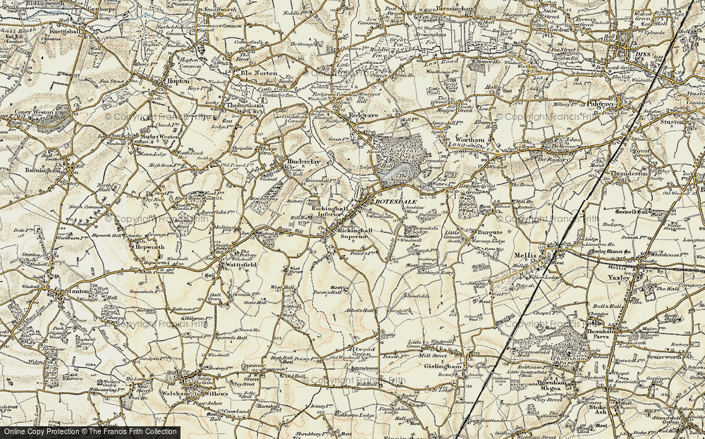 Old Map of Botesdale, 1901 in 1901
