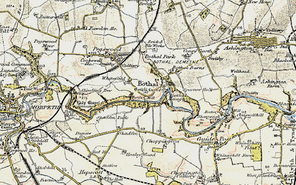 Old map of Bothal in 1901-1903