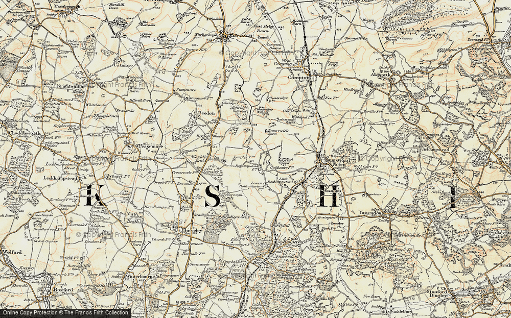 Old Map of Historic Map covering Ashridge Wood in 1897-1900