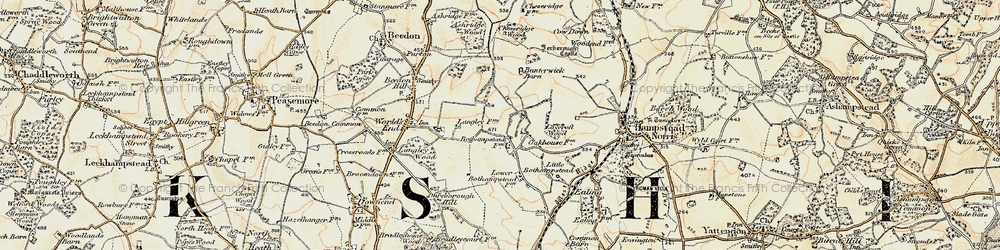 Old map of Ashridge Wood in 1897-1900