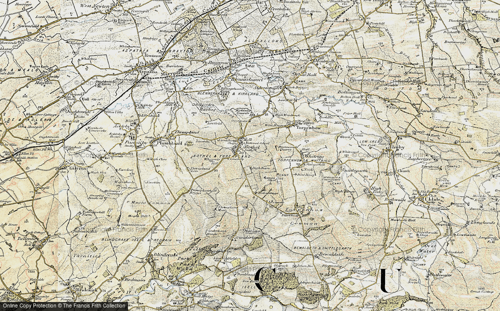 Old Map of Historic Map covering Borrowscale in 1901-1904