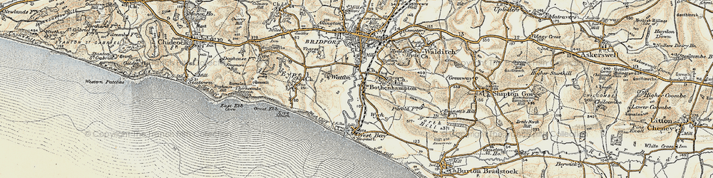 Old map of Bothenhampton in 1899