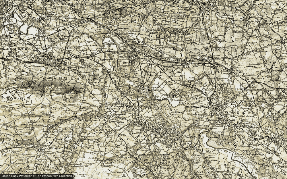 Old Map of Historic Map covering Bothwell Service Area in 1904-1905