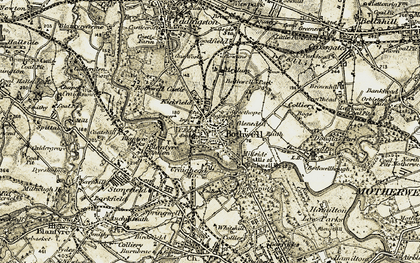 Old map of Bothwell Service Area in 1904-1905